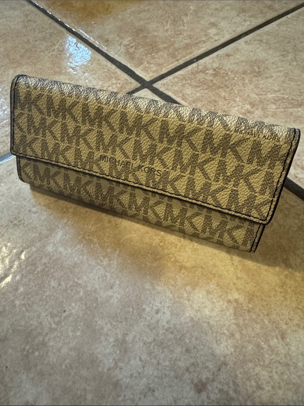 Michael Kors Tan and Brown MK Logo Sunglasses Case
